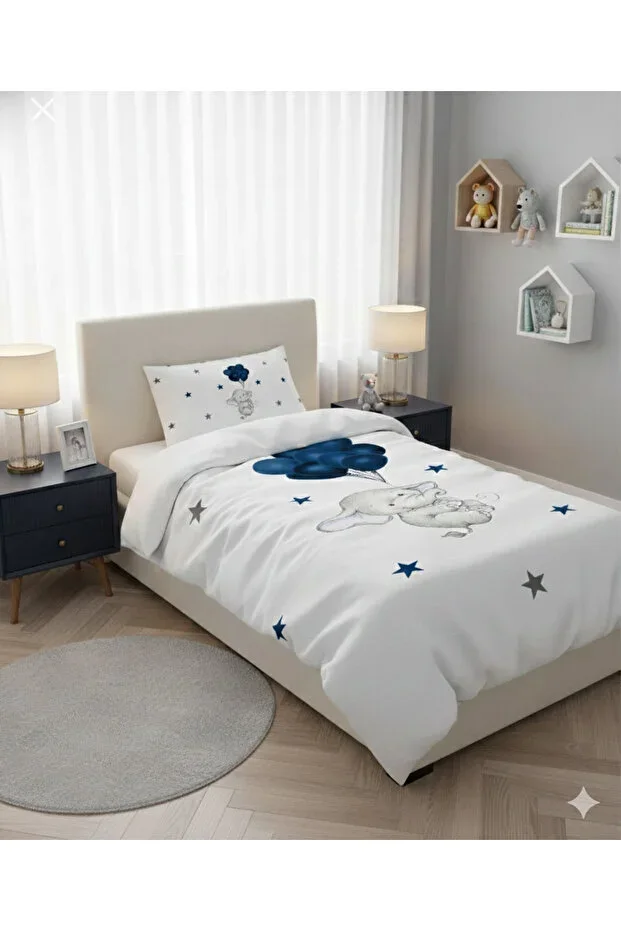 BABY AND CHILD ROOM Blue Elephant Pattern Duvet Cover Set