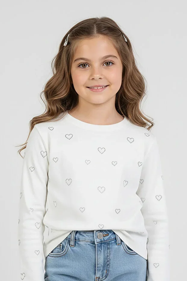 Girls Heart Stone Long Sleeve Bodysuit