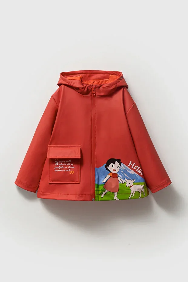 Heidi Printed Rubber Waterproof Cotton Lined Girls Raincoat