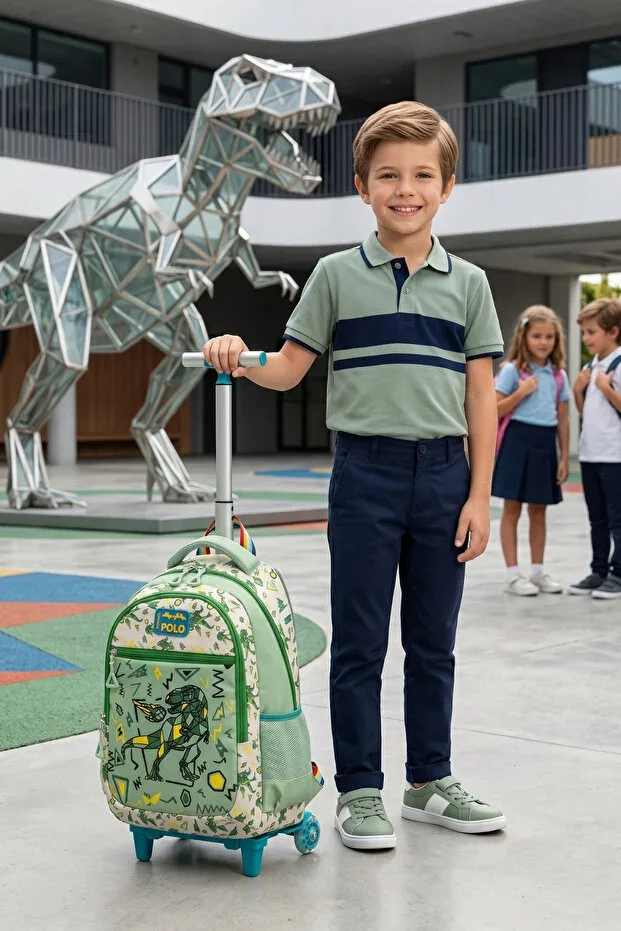 My polo 2075 Wheeled Children's Orthopedic Backpack GREEN