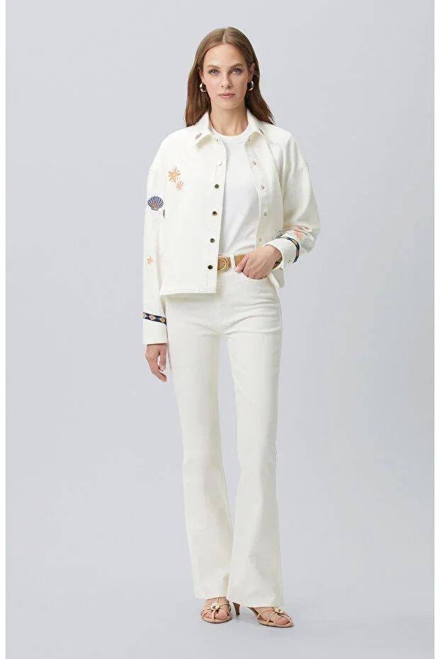 Network Naturel Flare Denim Trousers
