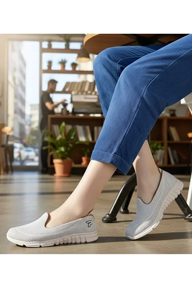 Women's Beige Cream Memory Foam Orthopedic Lightweight Slip-on Comfortable Walking Mother Casual Canvas Sports Shoes