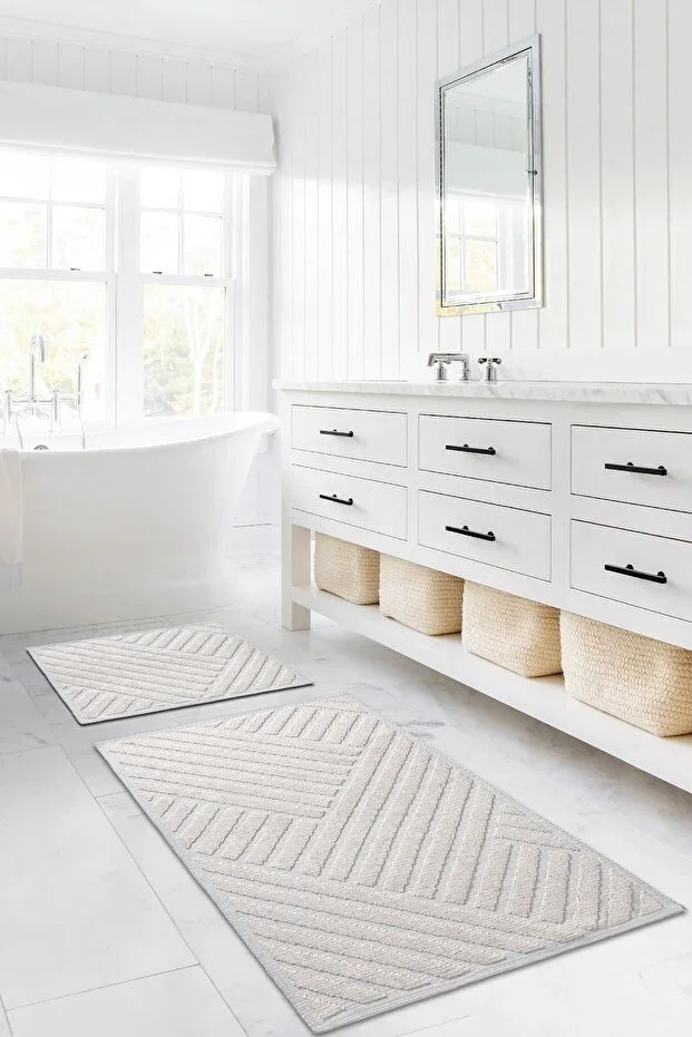 Medea Cotton Bath Mat Set 2 pcs Cream 8594