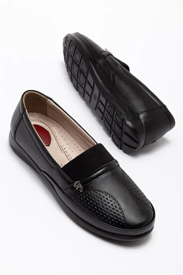 Waresta Black Full Orthopedic Soft Velcro Women's Shoes Mother Shoes Wrs310 with Bone Prominence
