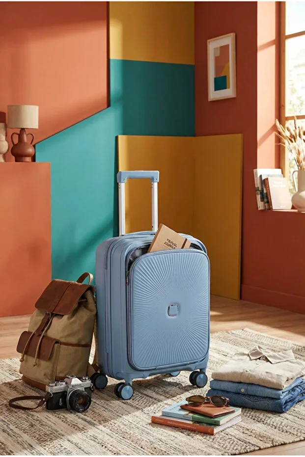WX-PP168 BLUE NOTEBOOK COMPARTMENT POLYPROPYLENE - UNBREAKABLE - SILENT WHEEL SUITCASE