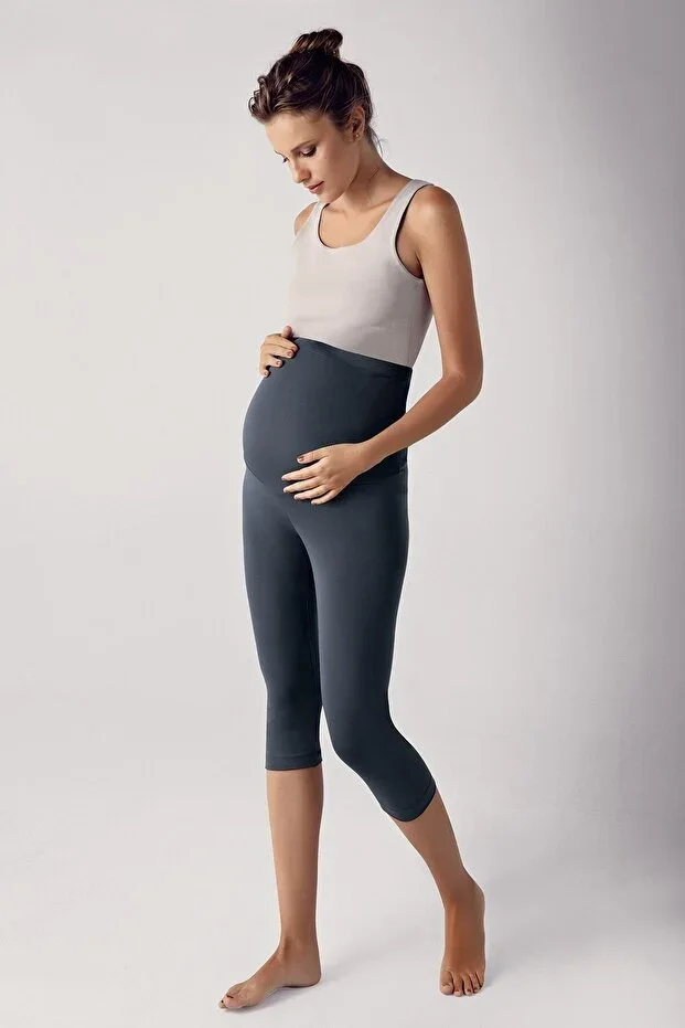 Adjustable High Waist Flexible Shaping Below Knee Capri Maternity Tights T08