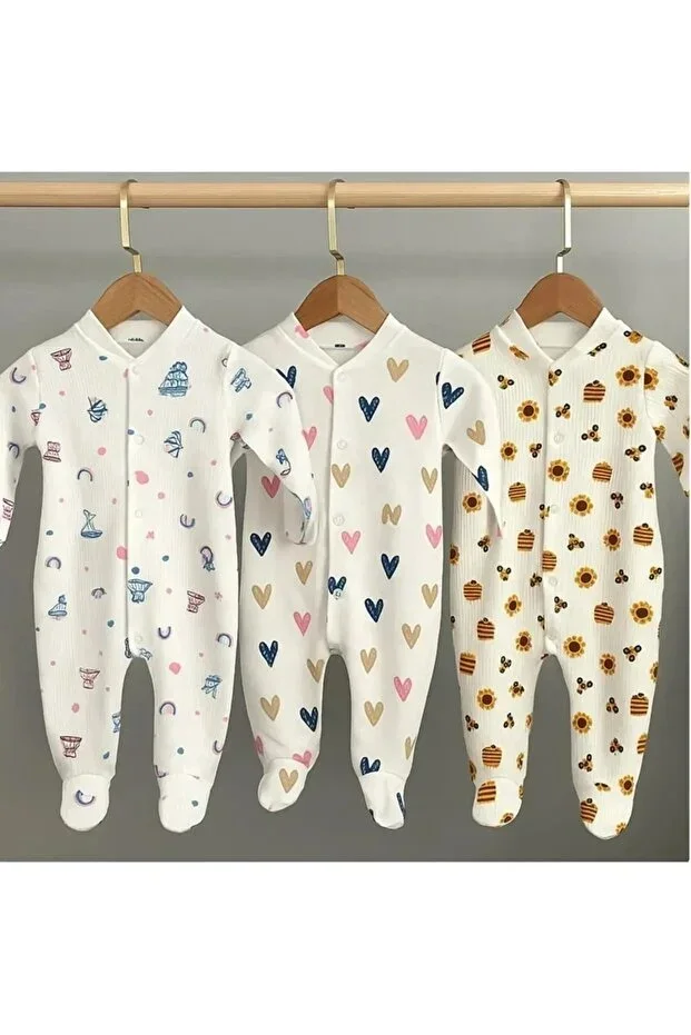 Girl Boy Baby Patterned Colorful 3-Piece Romper Set Newborn Clothes 0-3 months