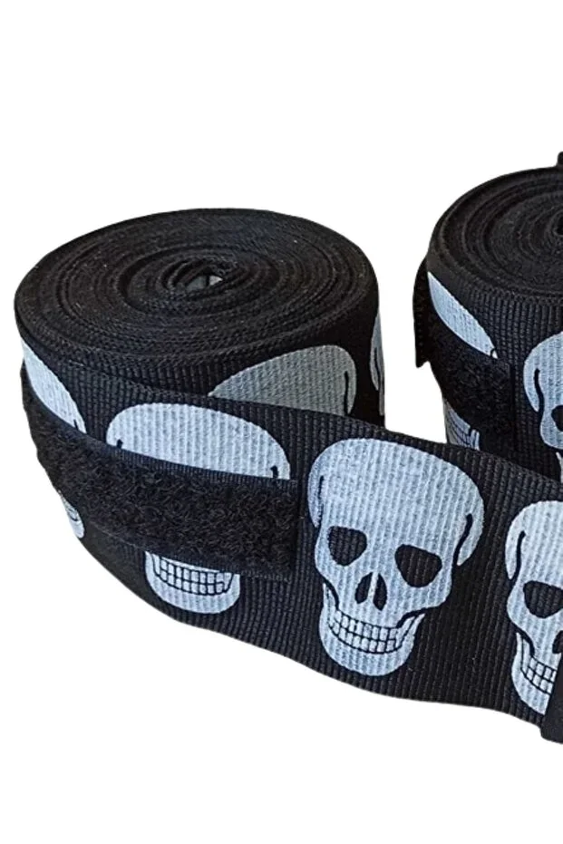 SPORIO Boxing Bandage Big Skulls Skull 5 Meters Boxing Bandage Black