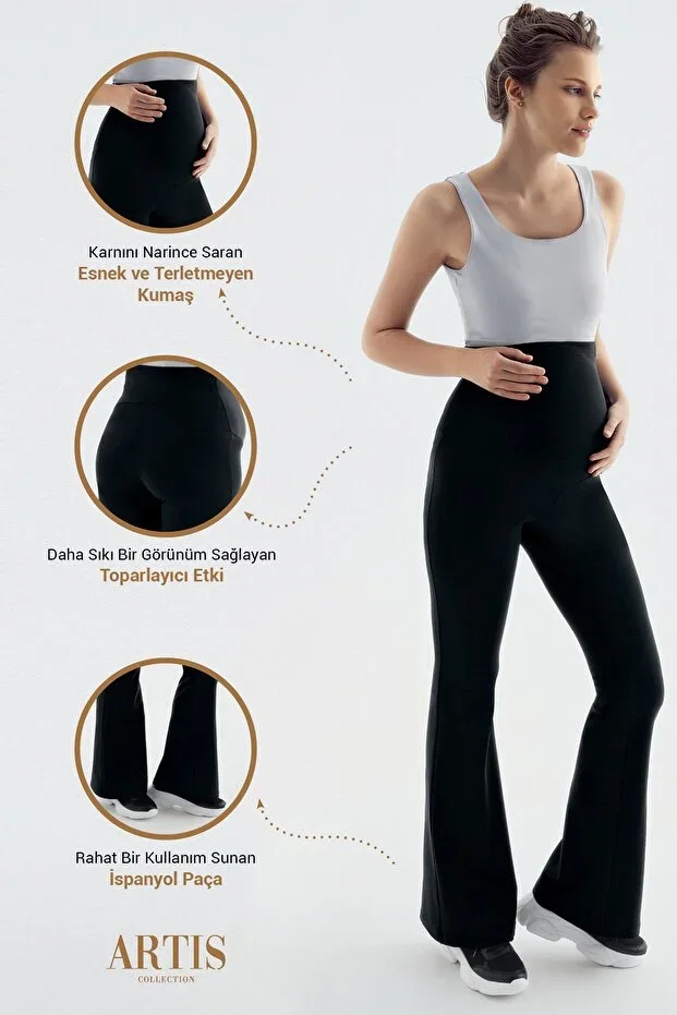Flare Leg High Waist Stretchy Shaping Maternity Leggings