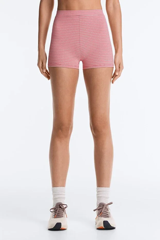 Oysho High rise Comfortlux 5 cm striped hot pant