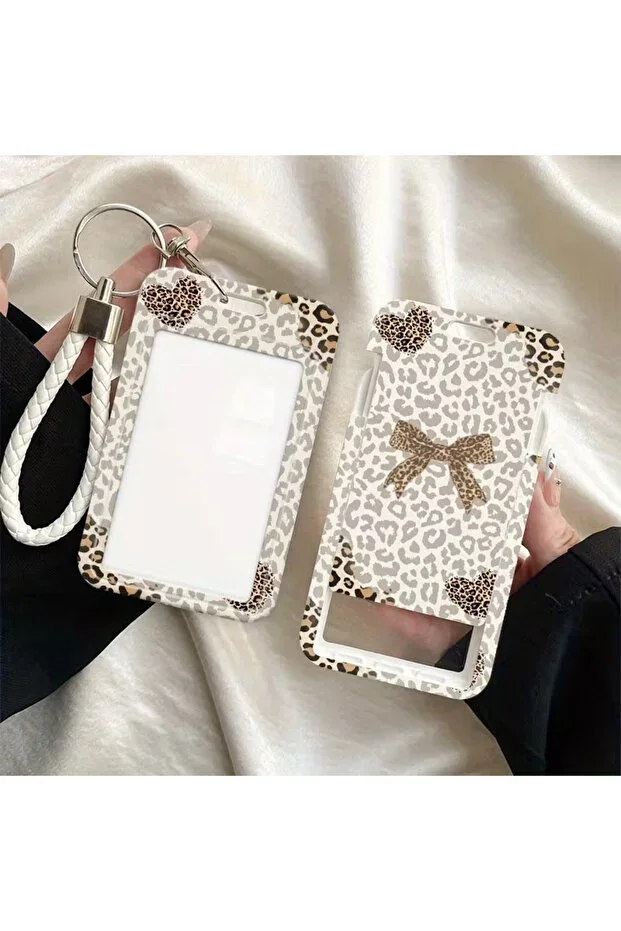 ID Card Holder Keychain Hard PVC Transparent Window Card Protector Case