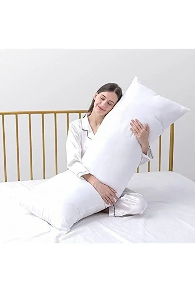 Padded Long Pillow 1st Quality Bead Silicone Filling 50x135 Cm Cotton Cover