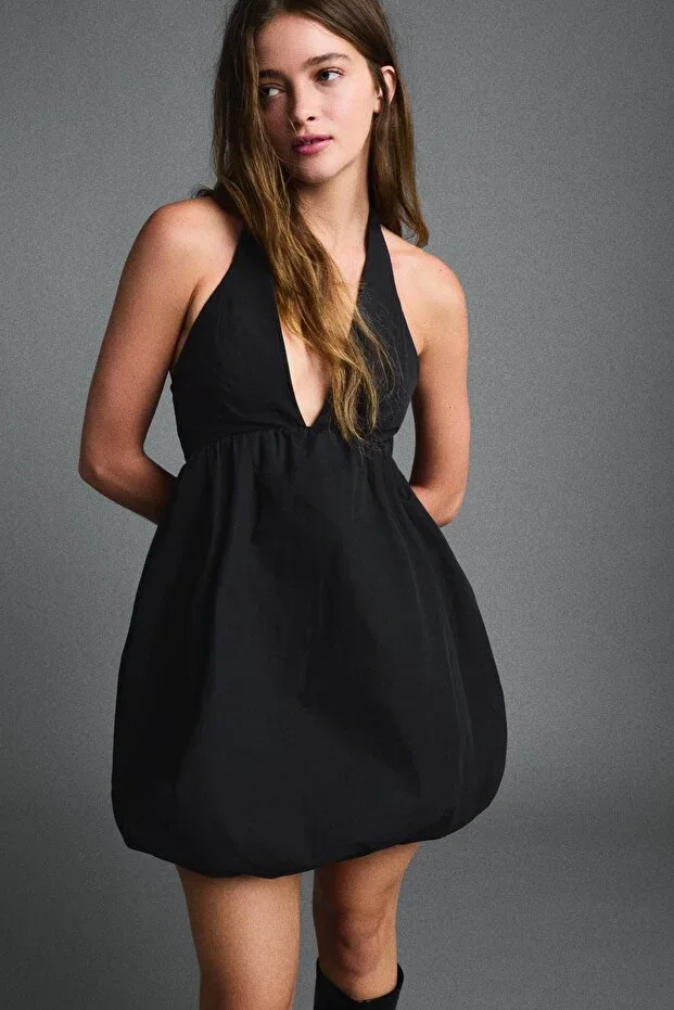 Bershka Balloon Poplin Mini Dress