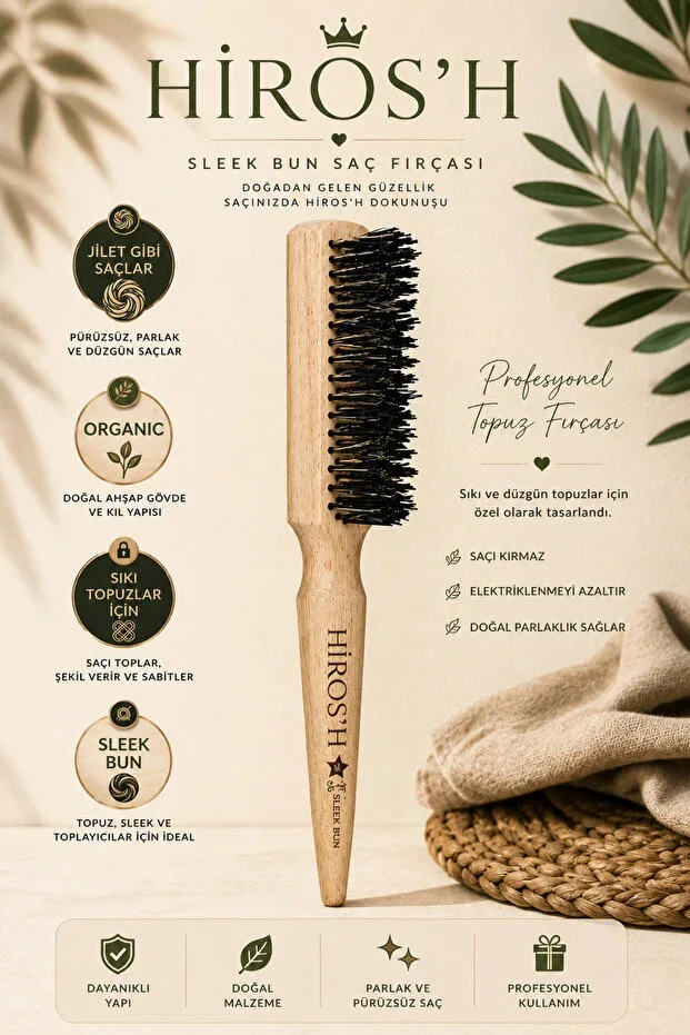 Large Professional Premium Bun Brush for Thick Hair