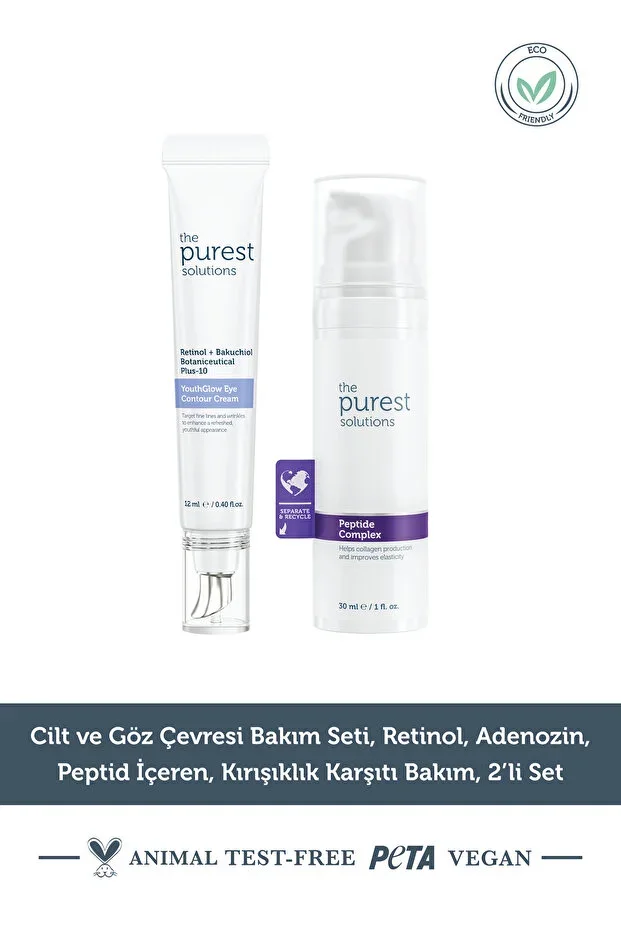 Skin and Eye Area Care Set, Containing Retinol, Adenosine, Peptide, Anti-Wrinkle Care, 2-Piece Set
