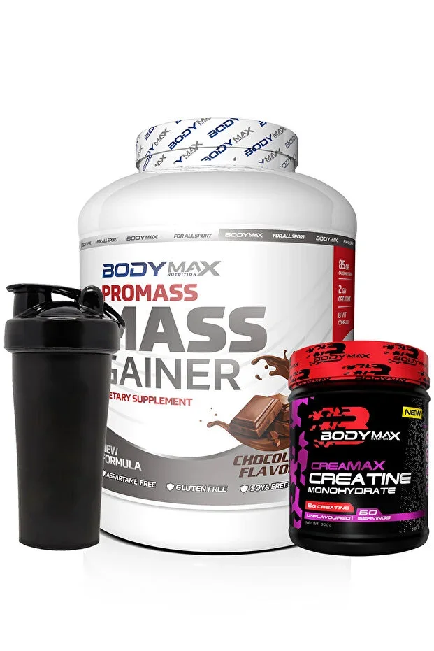 Promass Mass Gainer 3600 Gr Chocolate Flavored + Creamax Creatine 300 Gr + Shaker Gift