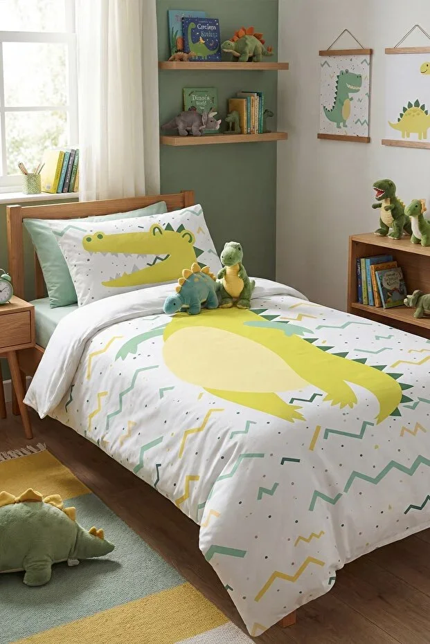 Dino Dostum Patterned Single Bedding Set for Baby and Child