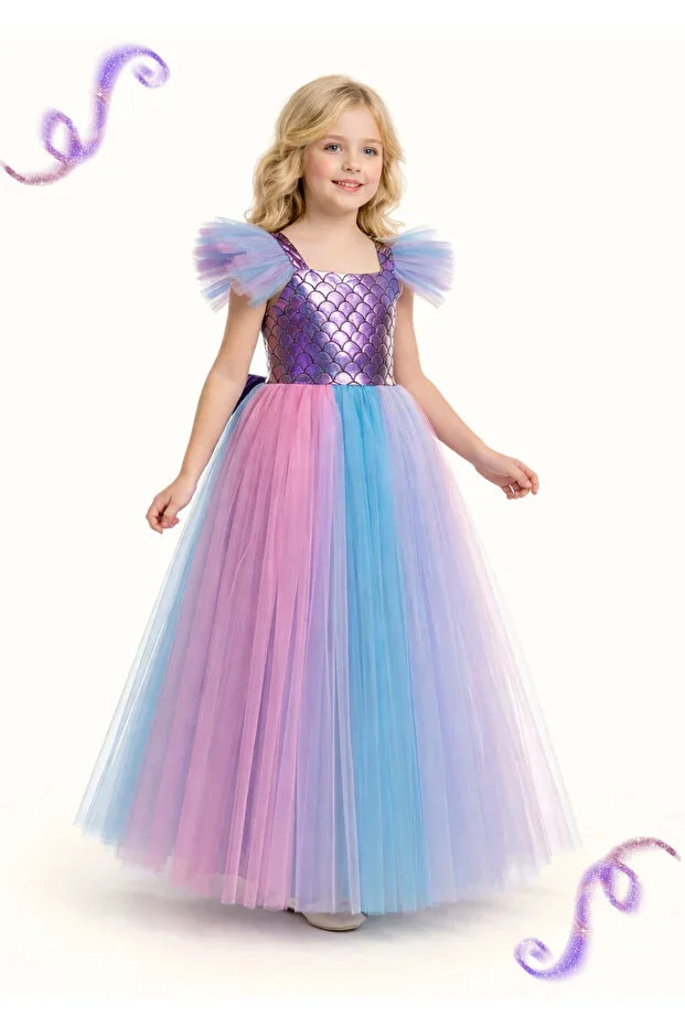 👑 Mermaid Tulle 3D Evening Dress for Girls