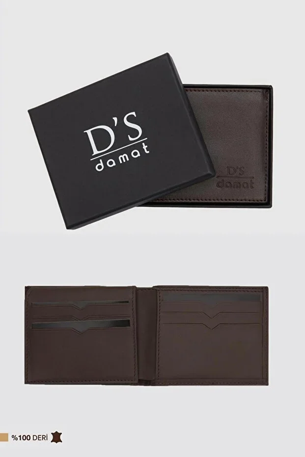 D'S Damat Brown Box Genuine Leather Wallet
