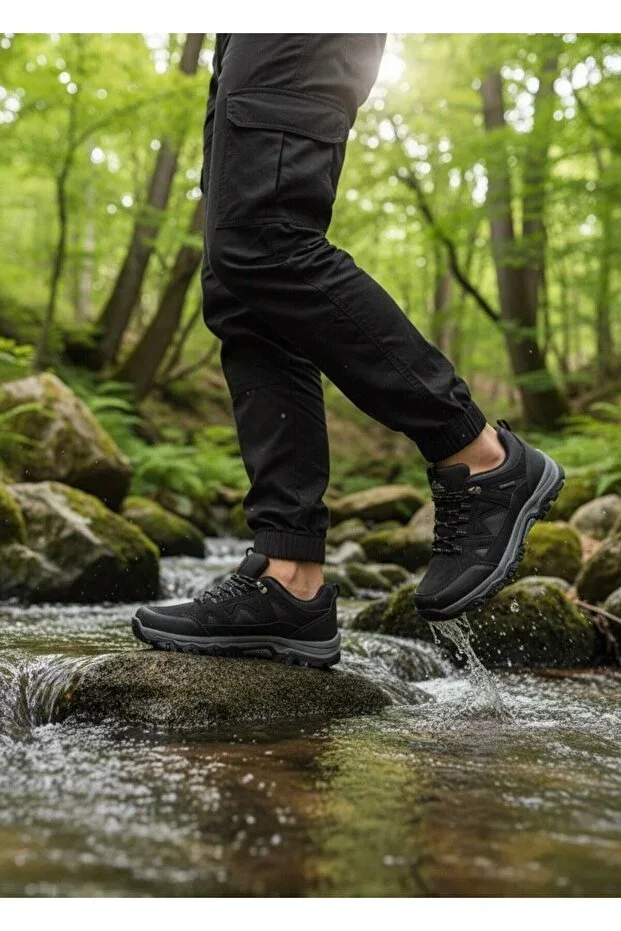 Men's Black Silver Trekking Short Boots Outdoor Orthopedic Shoes 405