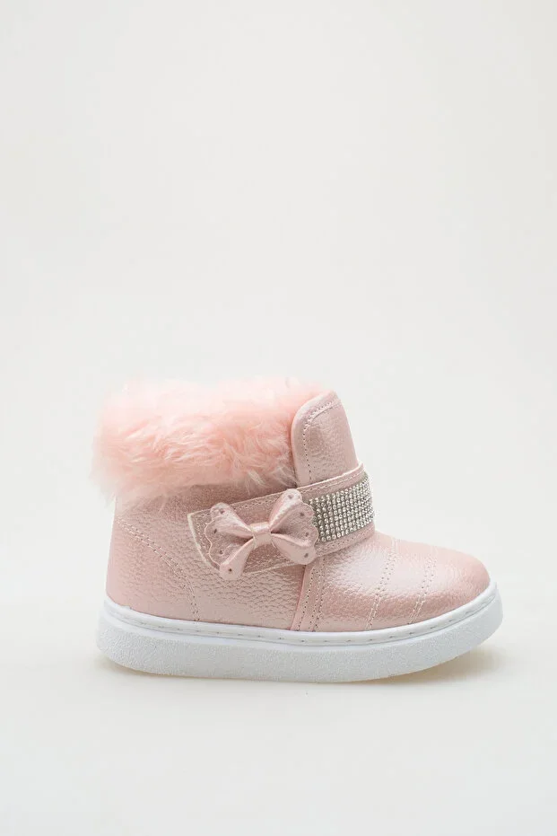 Pink PİNGU Brand Anatomical Artificial Fur Artificial Leather Boot