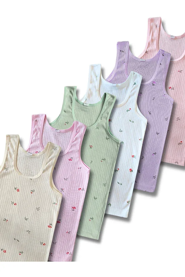 %100 Cotton Girls' Ribbed Thick Strap Undershirt 6-Pack / Camisole / Underwear