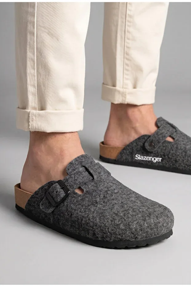 Leo In Felt Men Women House Slippers Dark Grey