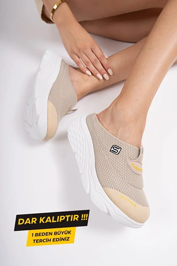 Women's Platform Orthopedic Mesh Clog Doctor Nurse Hospital Chef Slipper sandal spor SS001-0278 Beige