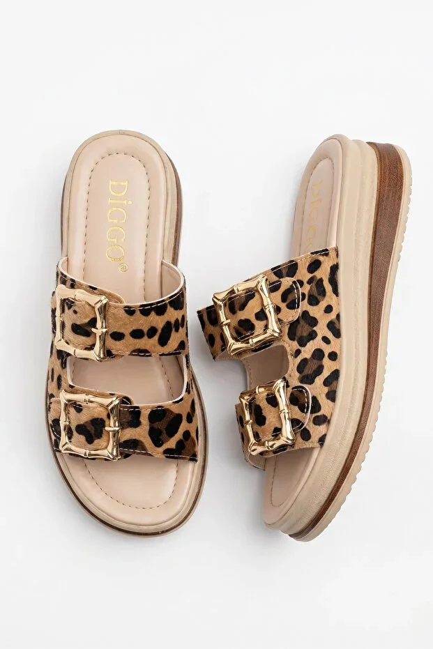 Women's High Sole Slippers, Buckled Modern Stylish Daily Use