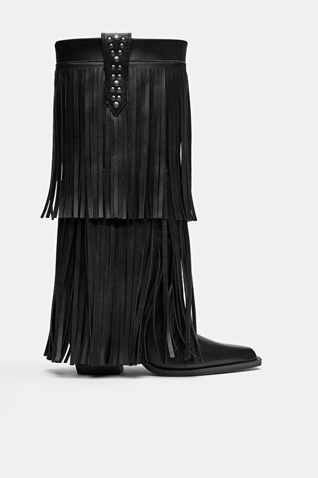 Fringed cowboy boots