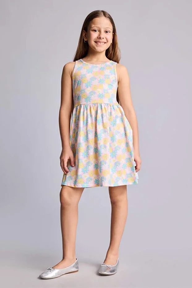 Sleeveless Cotton Floral Print Dress Girls H8603A826SM