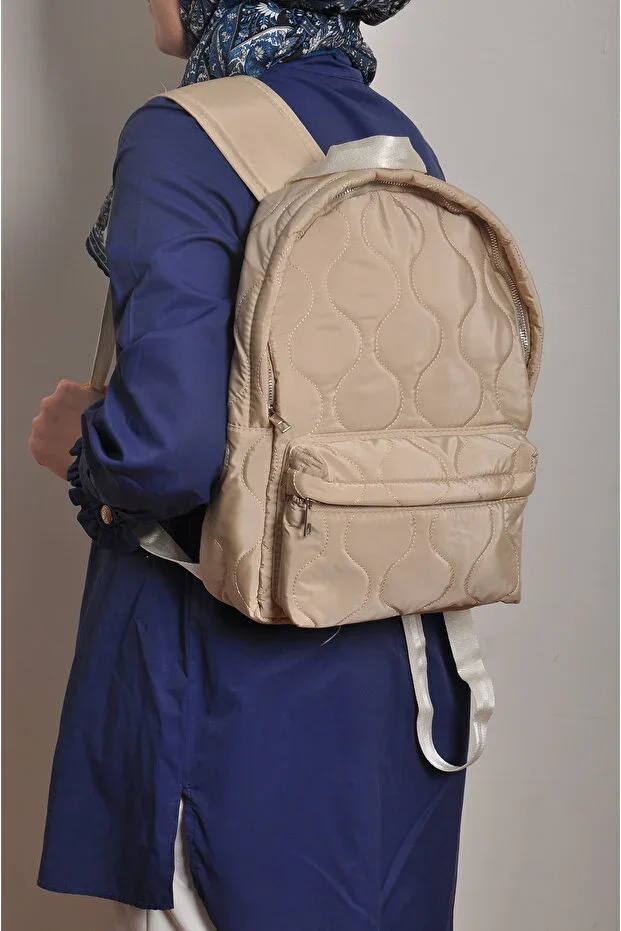 Quilted, Pocketed, Patterned Backpack Puffy