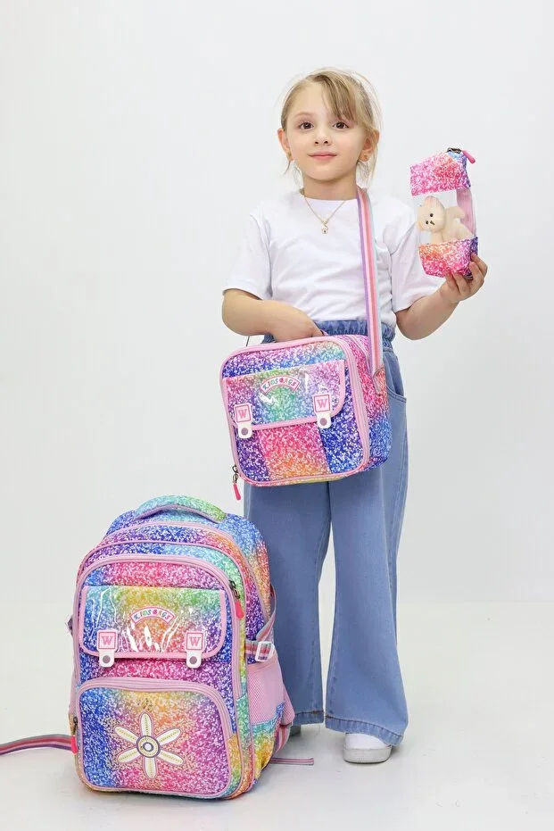 Daisy 3-Piece Girls' School Bag Set Backpack Lunch Bag Pencil Case Primary School Toy Gift