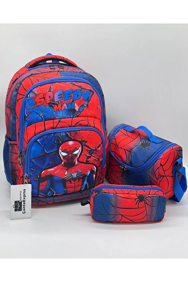 Black Primary School Bag Character Patterned Orthopedic Boys' Set Primary School Bag