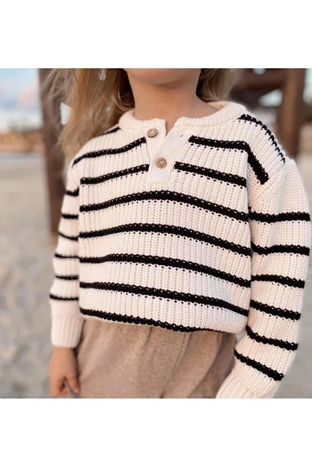 Striped Knit Sweater 2-6 Years Ecru