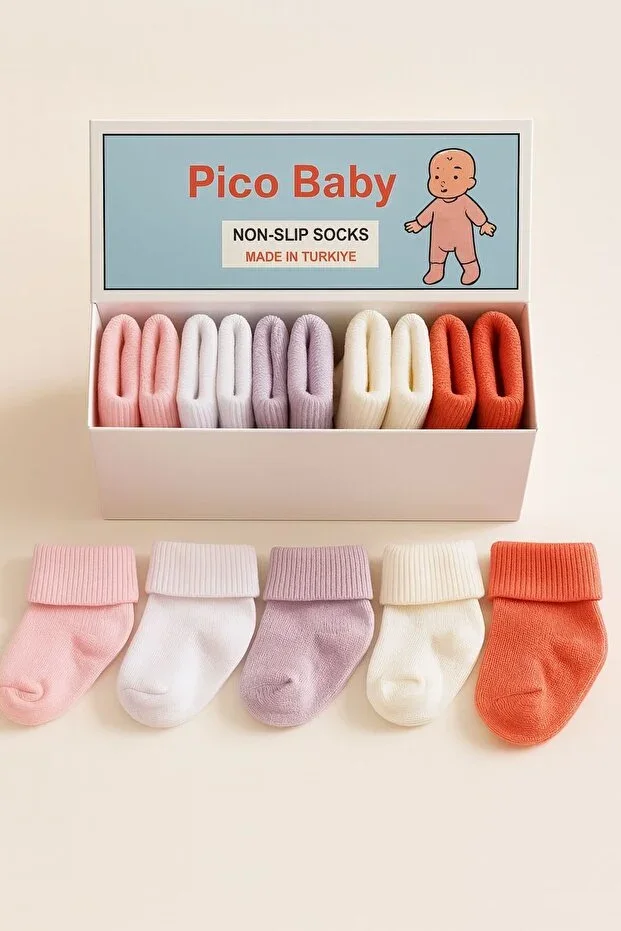 Organic Cotton Unisex 5-Piece Boxed Premium Baby & Children's Socks