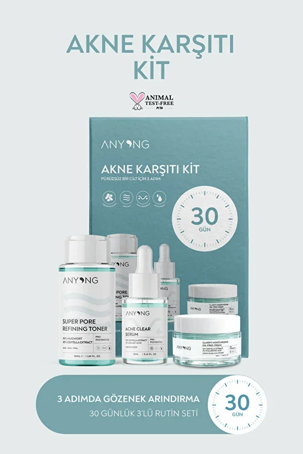 Anti-Acne and Pore Tightening Combination-Oily Skin Care Set (TONER, SERUM, CREAM) / Azelaic Acid