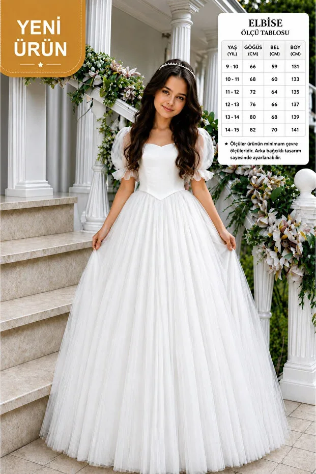 Girls' Skirt Fluffy Tulle Princess Model Evening Dress Wedding Dress-Beaded Crown/Graduation/Wedding/Birthday