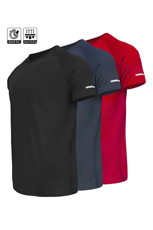 3-Pack Athletic Technical Performance T-Shirt with Quick-Dry Feature