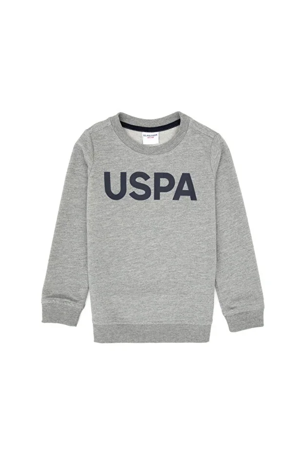 Boys Grey Melange Basic Crew Neck Sweatshirt 50307801-VR086
