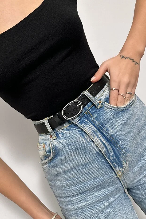 Women's Silver Buckle Belt Waist Belt Jacket Belt Dress Belt Pants Belt