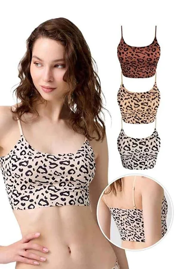 Patterned Laser Cut Adjustable Thin Strap Crop Bustier 3-Pack-2