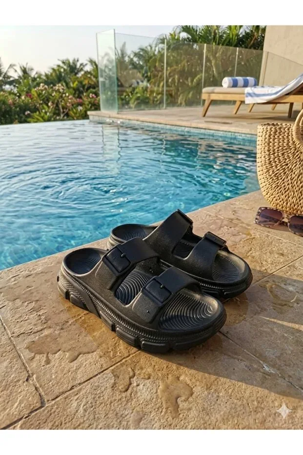GEZER High Sole Fixed Buckle Men's Slippers Suitable for Wet Floors