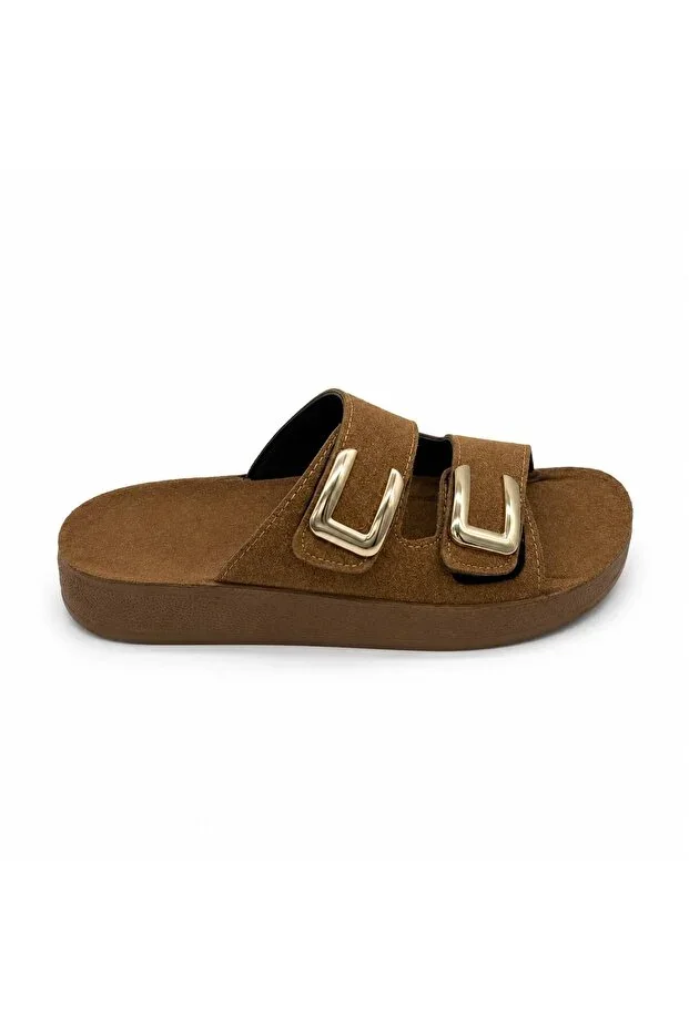 Women's Double Strap U Buckle Anatomical Sole Daily Slippers