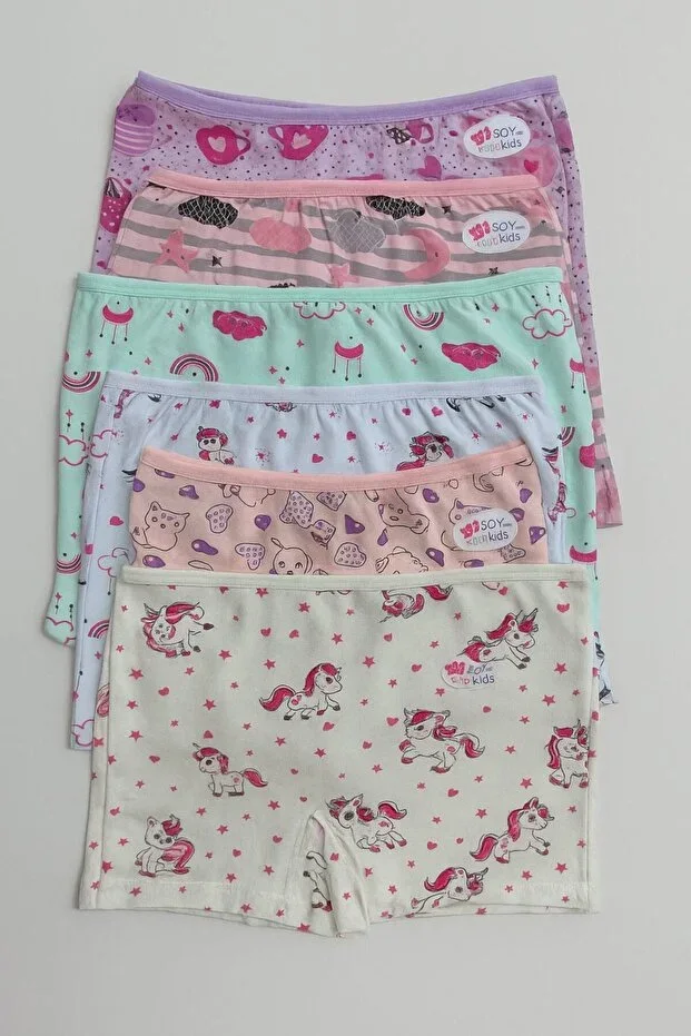 MOSTESS Girls Cotton Boxer Mixed Pattern 6 Pack Production