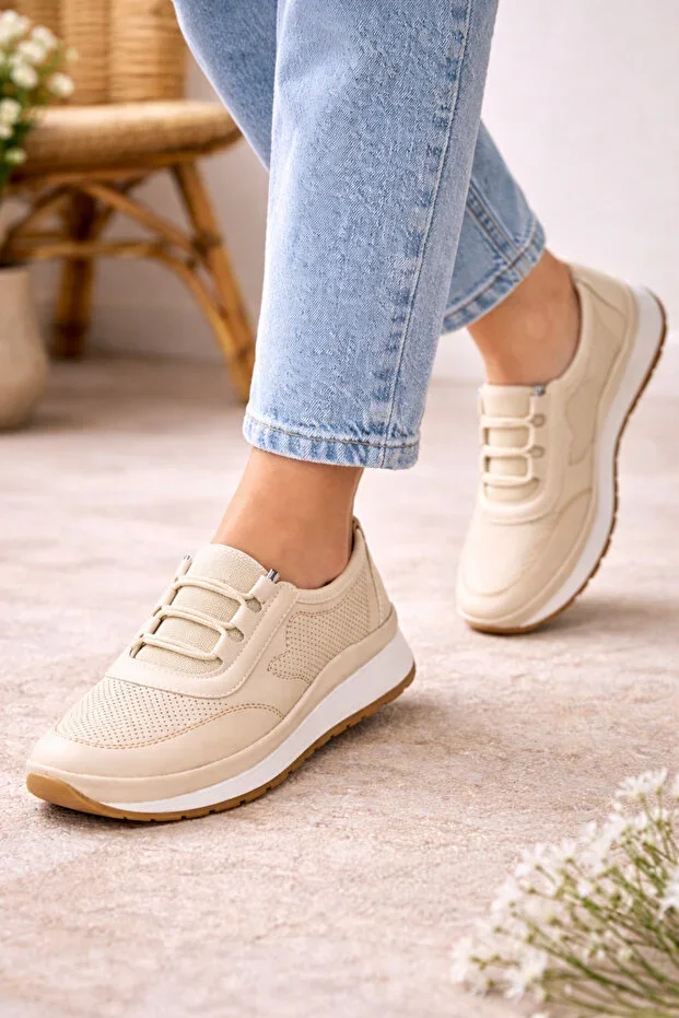 Babetty Orthopedic Anatomical Young Mother Shoes Daily Women's Shoes Elastic Breathable Beige