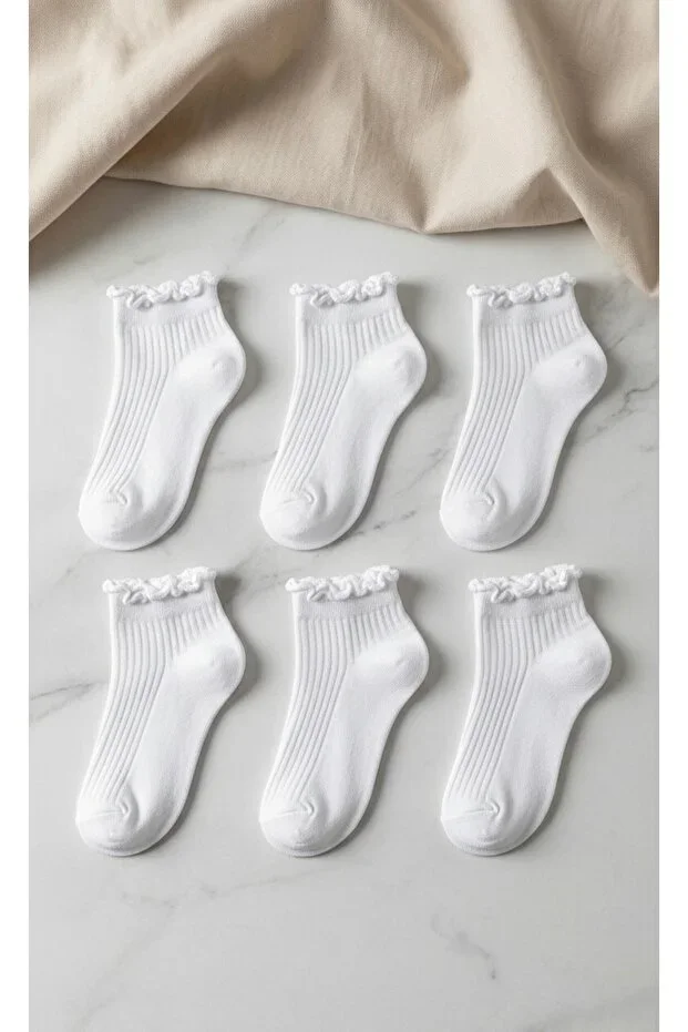 6'lı Ruffled Short Sock Set Women's Socks
