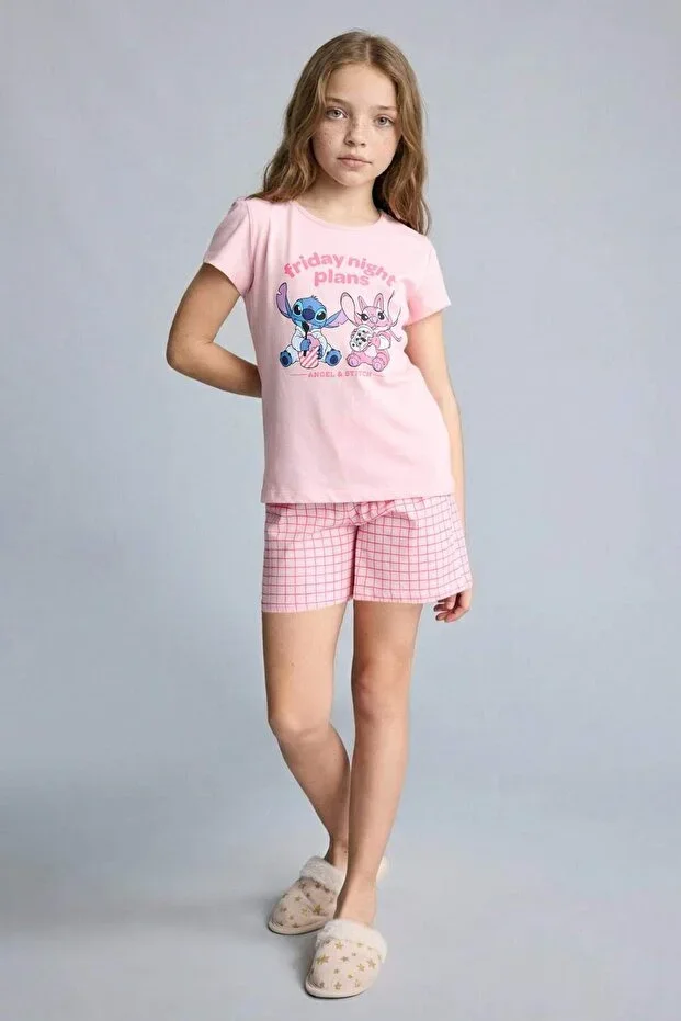 DeFacto Disney Lilo & Stitch Regular Fit 2-Piece Pajama Set Girls H2768A826SP