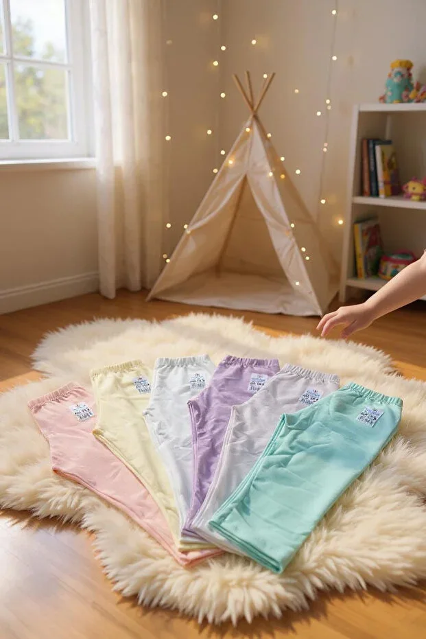 6-Piece Girls' Below-Knee Capri Cotton Tights - Dondeza & Tutku Sales Store