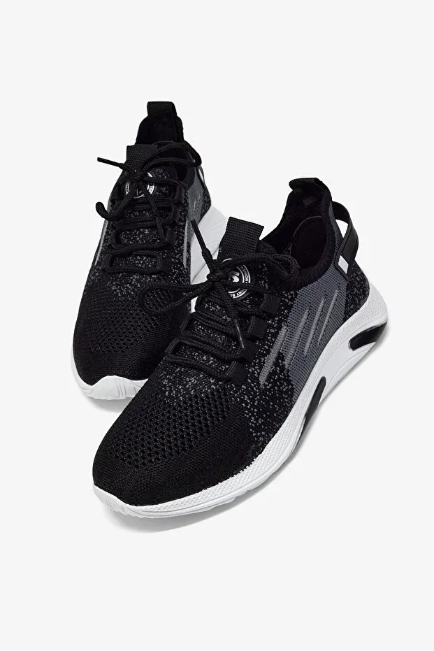 Men's Black White Lightweight Sole Breathable Comfortable Sports Shoes